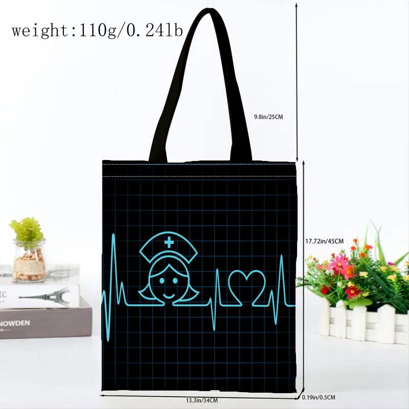 Stylish Print Canvas Bag Lightweight Shoulder Bag For Nurses