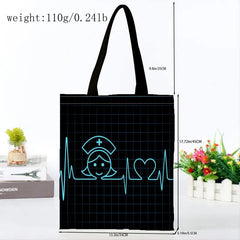 Stylish Print Canvas Bag Lightweight Shoulder Bag For Nurses