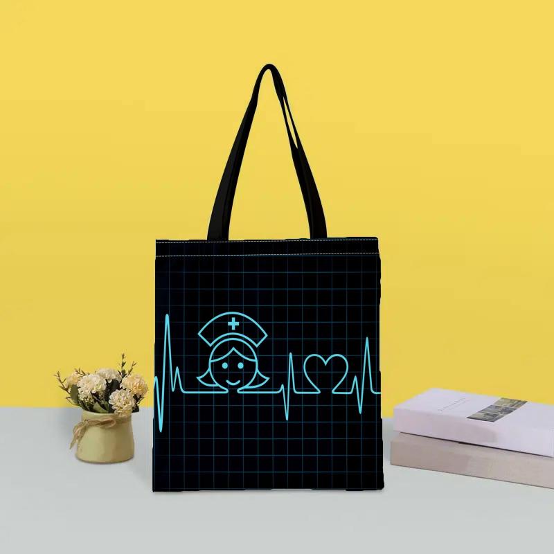 Stylish Print Canvas Bag Lightweight Shoulder Bag For Nurses