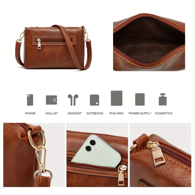 3PCS Vintage Large Capacity Hobo Bag Retro Top Handle Tote Bag Set
