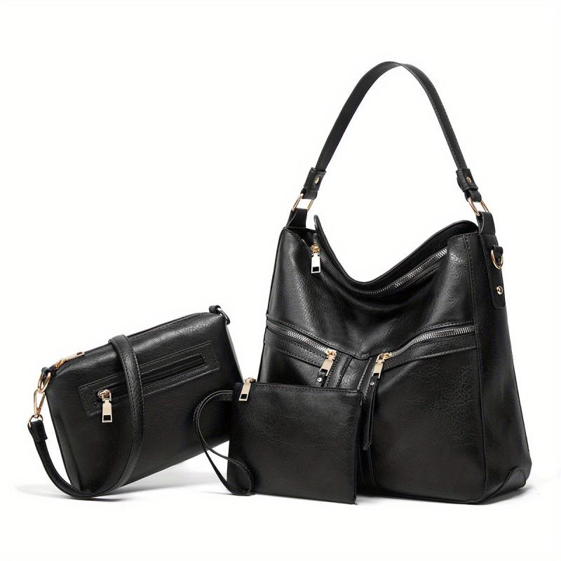 3PCS Vintage Large Capacity Hobo Bag Retro Top Handle Tote Bag Set