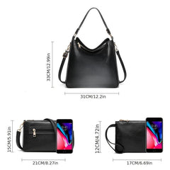 3PCS Vintage Large Capacity Hobo Bag Retro Top Handle Tote Bag Set