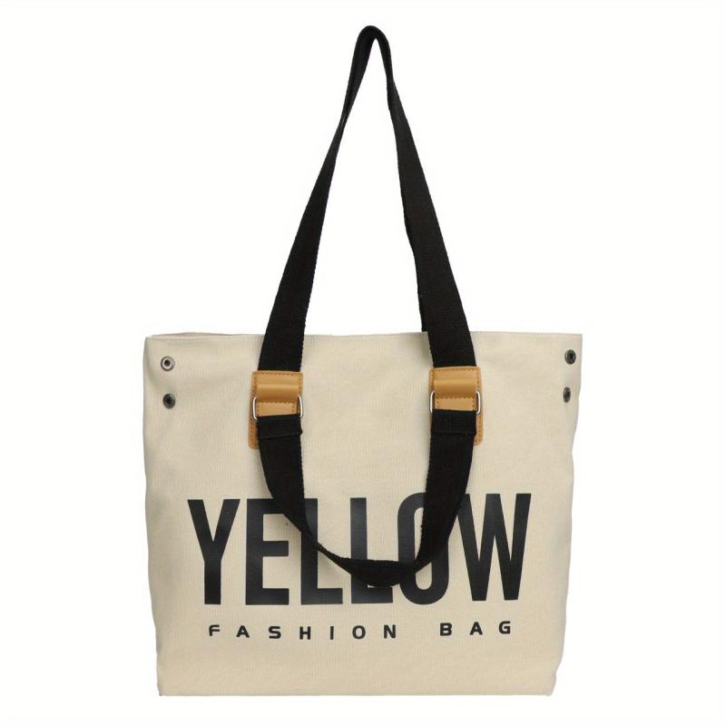 Vintage Letter Graphic Tote Bag Large Capacity Shoulder Bag Women's Handbag