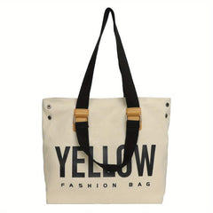 Vintage Letter Graphic Tote Bag Large Capacity Shoulder Bag Women's Handbag