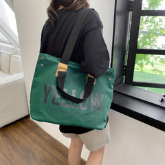 Vintage Letter Graphic Tote Bag Large Capacity Shoulder Bag Women's Handbag