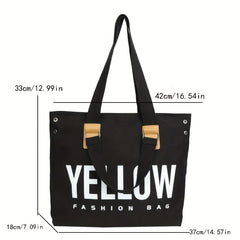 Vintage Letter Graphic Tote Bag Large Capacity Shoulder Bag Women's Handbag