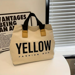 Vintage Letter Graphic Tote Bag Large Capacity Shoulder Bag Women's Handbag