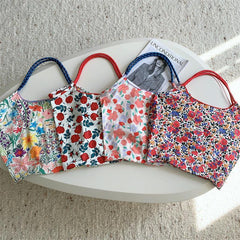 Floral Pattern Drawstring Shoulder Bag Large Capacity Tote Bag
