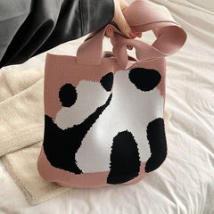 Panda Pattern Shoulder Bag Handbag Women's Crochet Bag