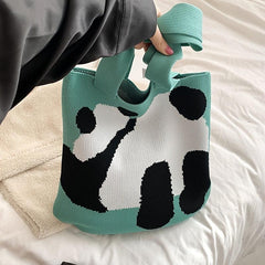 Panda Pattern Shoulder Bag Handbag Women's Crochet Bag