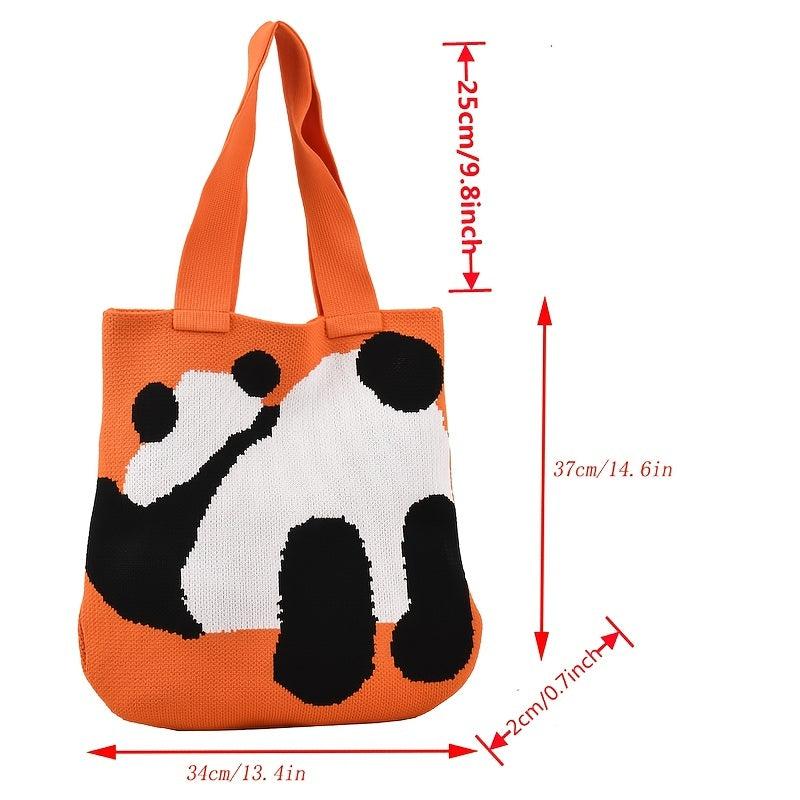 Panda Pattern Shoulder Bag Handbag Women's Crochet Bag