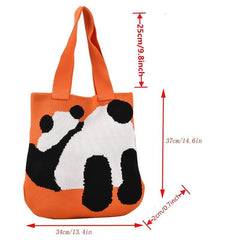 Panda Pattern Shoulder Bag Handbag Women's Crochet Bag