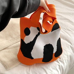 Panda Pattern Shoulder Bag Handbag Women's Crochet Bag