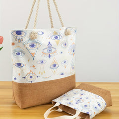 Vintage Eye Pattern Tote Bag Large Capacity Shoulder Bag