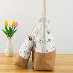 Vintage Eye Pattern Tote Bag Large Capacity Shoulder Bag