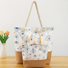 Vintage Eye Pattern Tote Bag Large Capacity Shoulder Bag
