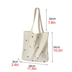 Colorful Love Pattern Canvas Bag Lightweight Shoulder Bag