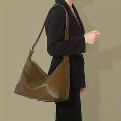 Solid Shoulder Bag Large Capacity Tote Bag PU Leather Hobo Bag Purse