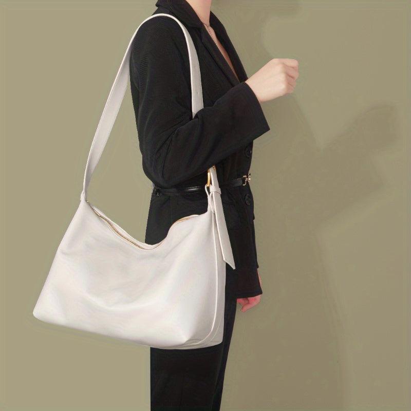 Solid Shoulder Bag Large Capacity Tote Bag PU Leather Hobo Bag Purse