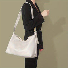 Solid Shoulder Bag Large Capacity Tote Bag PU Leather Hobo Bag Purse