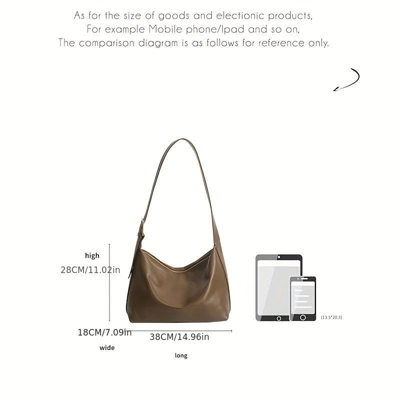 Solid Shoulder Bag Large Capacity Tote Bag PU Leather Hobo Bag Purse