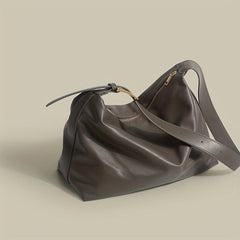 Solid Shoulder Bag Large Capacity Tote Bag PU Leather Hobo Bag Purse