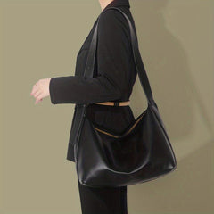 Solid Shoulder Bag Large Capacity Tote Bag PU Leather Hobo Bag Purse