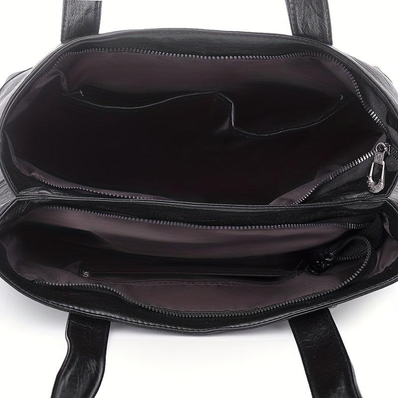 Large Capacity Minimalist Tote Bag Solid Shoulder Bag