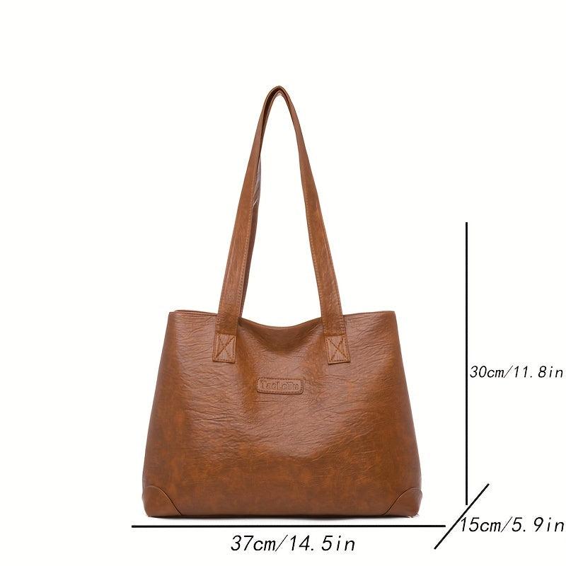 Large Capacity Minimalist Tote Bag Solid Shoulder Bag