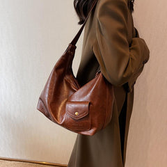 Large Capacity Tote Handbag Soft Faux Leather Sling Bag For Women