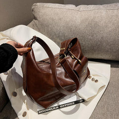 Large Capacity Tote Handbag Soft Faux Leather Sling Bag For Women