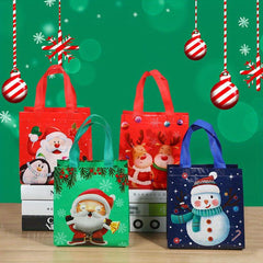 4PCS Reusable Christmas Gift Bags Cartoon Pattern Storage Bags