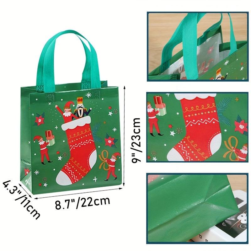 4PCS Reusable Christmas Gift Bags Cartoon Pattern Storage Bags