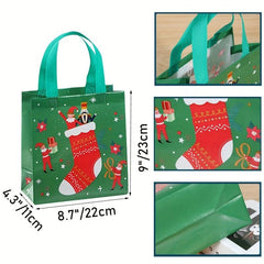 4PCS Reusable Christmas Gift Bags Cartoon Pattern Storage Bags
