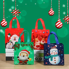 4PCS Reusable Christmas Gift Bags Cartoon Pattern Storage Bags