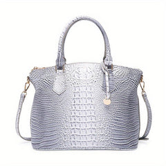 Crocodile Embossed Leather Crossbody Bag Office Satchel Purses