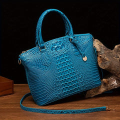 Crocodile Embossed Leather Crossbody Bag Office Satchel Purses