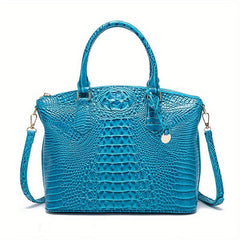 Crocodile Embossed Leather Crossbody Bag Office Satchel Purses