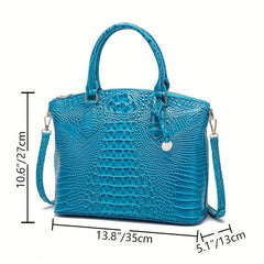 Crocodile Embossed Leather Crossbody Bag Office Satchel Purses