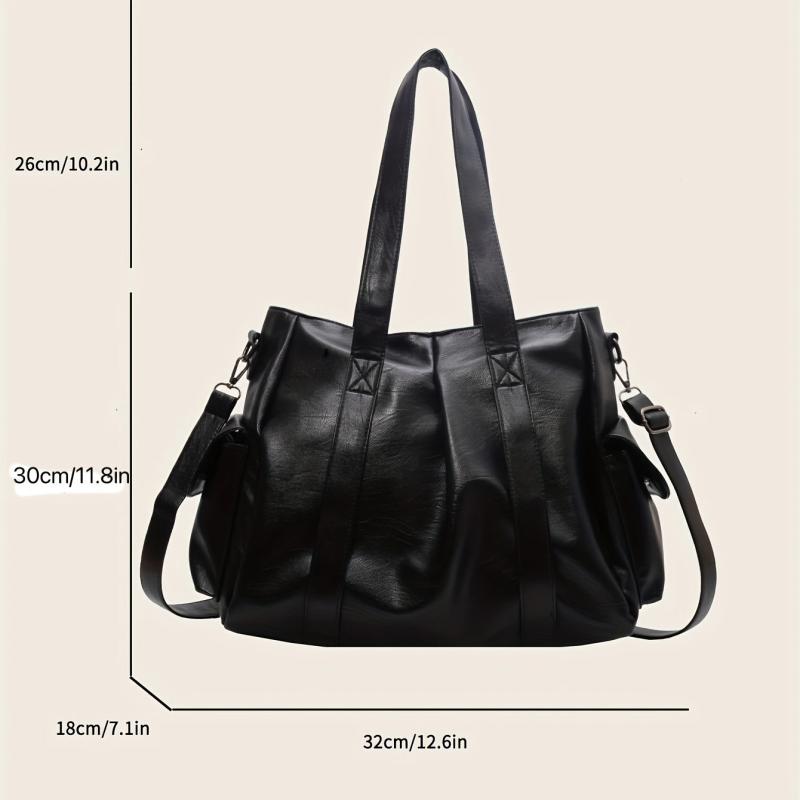 Retro Tote Bag PU Leather Handbag Women's Versatile Shoulder Bag