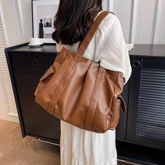 Retro Tote Bag PU Leather Handbag Women's Versatile Shoulder Bag