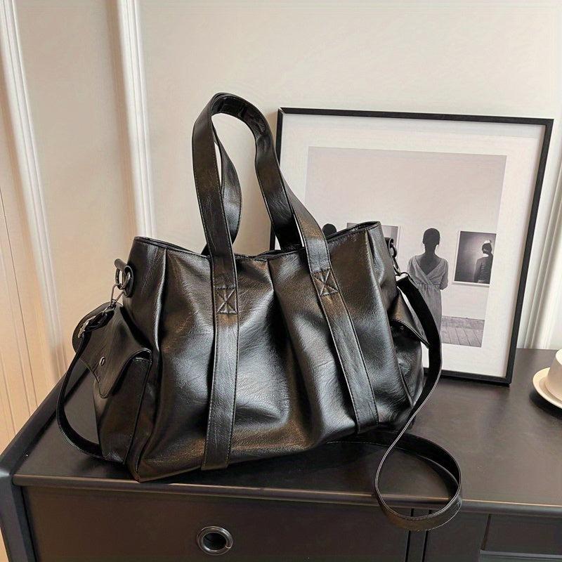 Retro Tote Bag PU Leather Handbag Women's Versatile Shoulder Bag