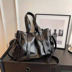 Retro Tote Bag PU Leather Handbag Women's Versatile Shoulder Bag