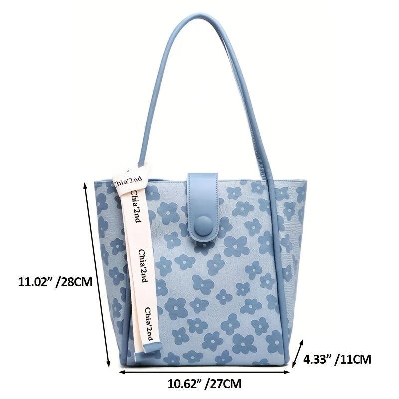 Flower Pattern Tote Bag with Insert Pouch