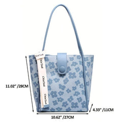 Flower Pattern Tote Bag with Insert Pouch