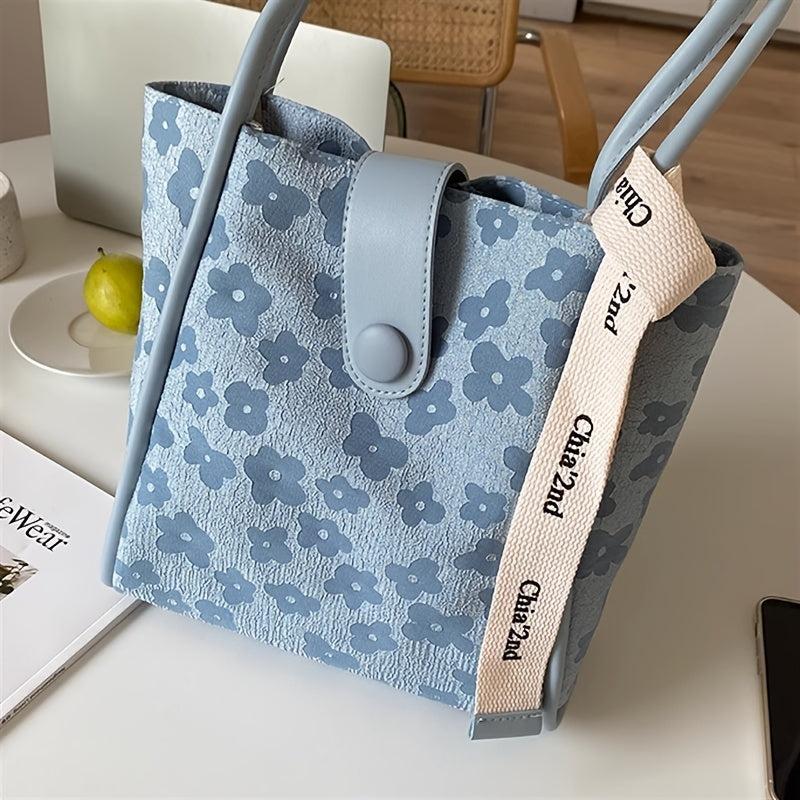 Flower Pattern Tote Bag with Insert Pouch