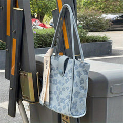 Flower Pattern Tote Bag with Insert Pouch