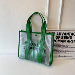Transparent Tote Bag Letter Print Shoulder Bag Waterproof Summer Beach Bag