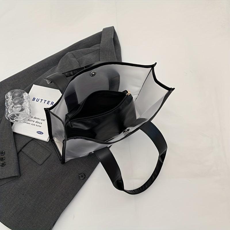Transparent Tote Bag Letter Print Shoulder Bag Waterproof Summer Beach Bag