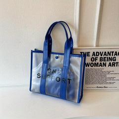 Transparent Tote Bag Letter Print Shoulder Bag Waterproof Summer Beach Bag
